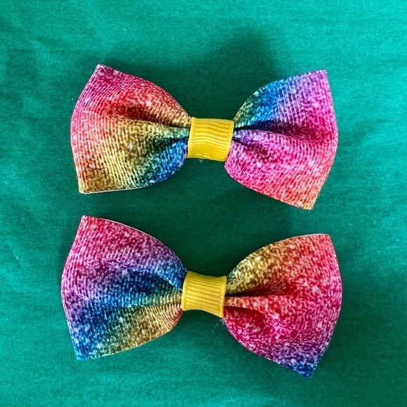 NWOT 🥀 Girl's Colorful Cute 2PK Hair Bow Clips - Picture 3 of 10